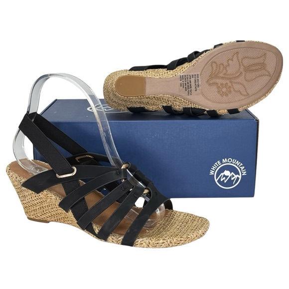 White Mountain Ataps Black Faux Leather Strappy Womens Sandals Size 8M - Picture 12 of 15